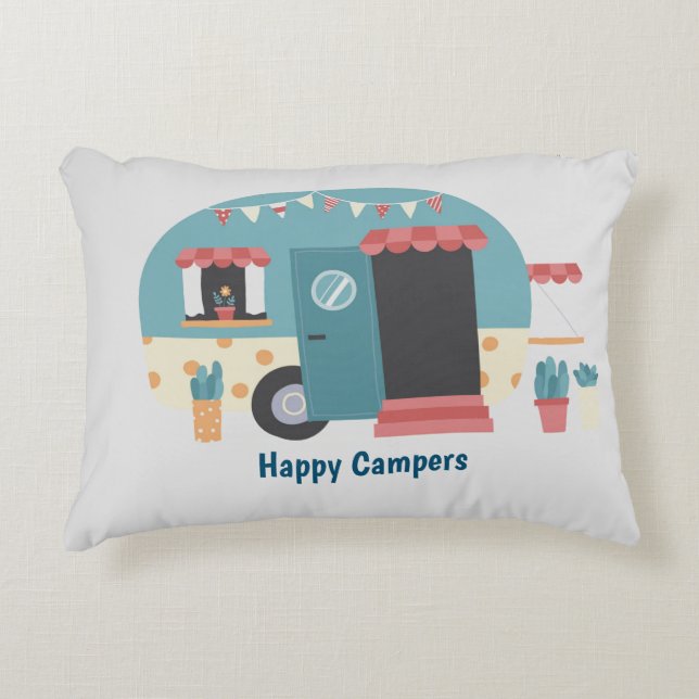 Happy Campers Trailer Decorative Cushion (Front)