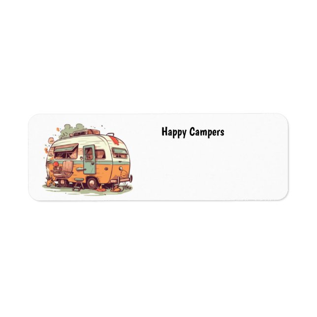 happy campers trailer return address label (Front)