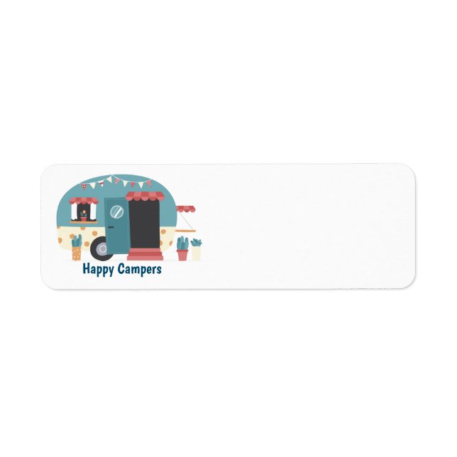 Happy Campers Trailer Return Address Label (Front)
