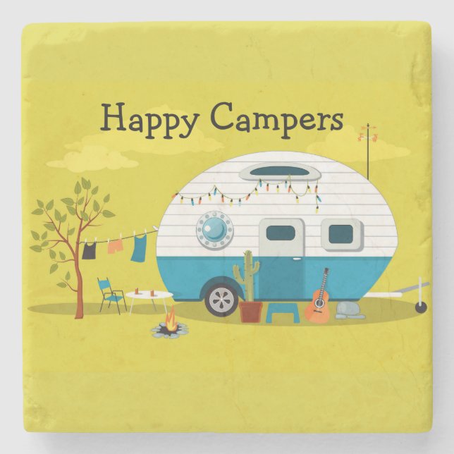 Happy Campers trailer Stone Coaster (Front)
