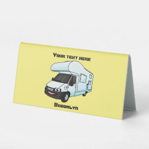 Happy campervan cartoon illustration