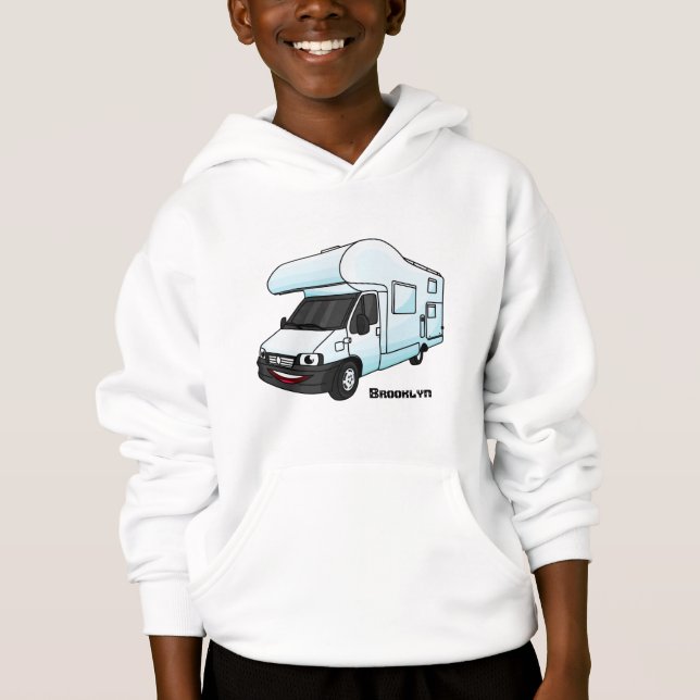 Happy campervan cartoon illustration (Front)