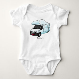 Happy campervan cartoon illustration baby bodysuit