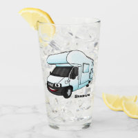 Happy campervan cartoon illustration