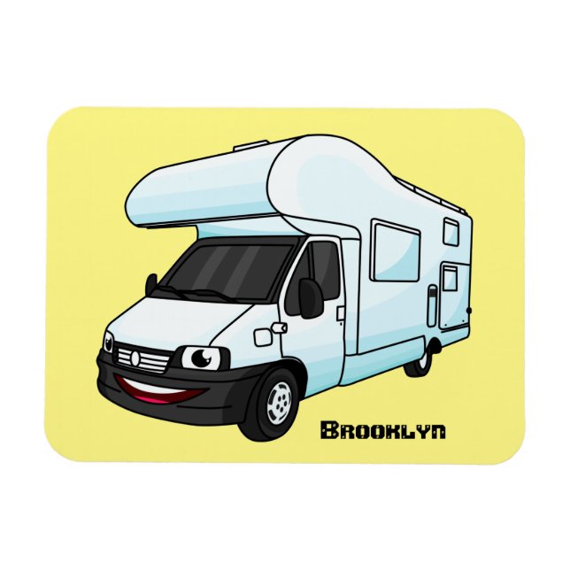 Happy campervan cartoon illustration magnet (Horizontal)