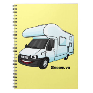 Happy campervan cartoon illustration notebook