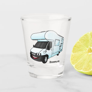 Happy campervan cartoon illustration shot glass