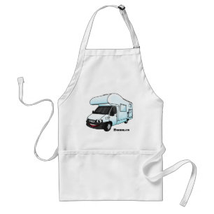 Happy campervan cartoon illustration standard apron
