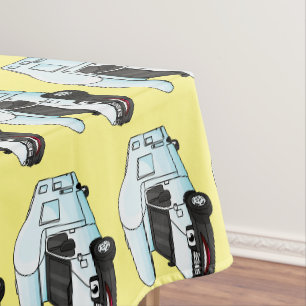 Happy campervan cartoon illustration tablecloth