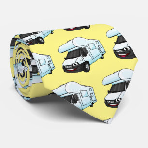 Happy campervan cartoon illustration tie