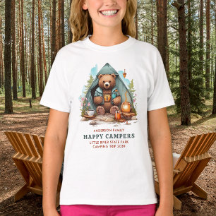Happy Camping Bear Personalised Family Vacation T-Shirt