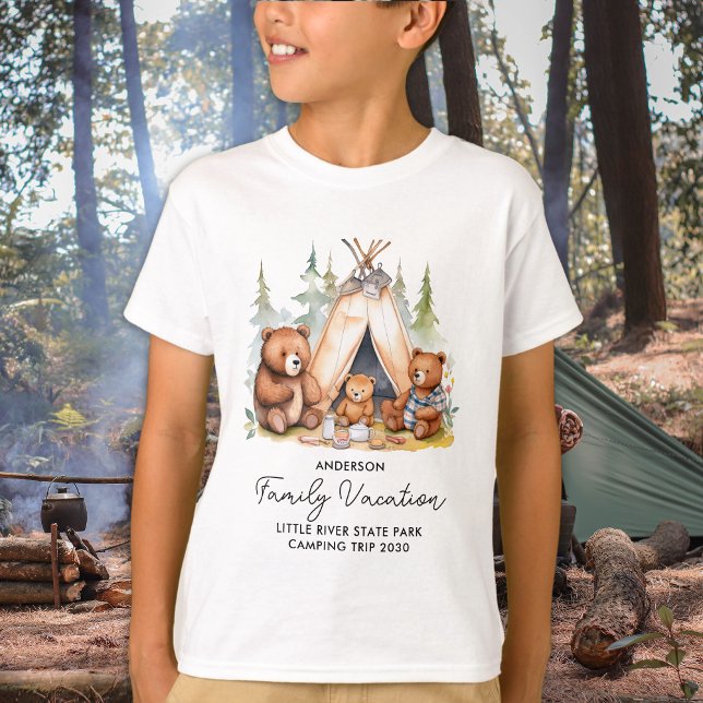 Happy Camping Bears Personalised Family Vacation T-Shirt (Creator Uploaded)