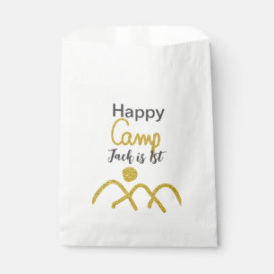 Happy camping camper one birthday kids golden sun favour bag