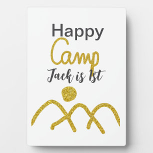 Happy camping camper one birthday kids golden sun plaque