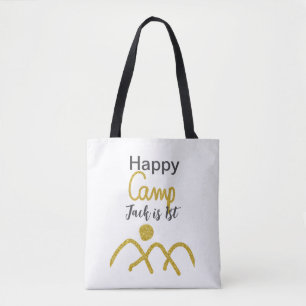 Happy camping camper one birthday kids golden sun tote bag