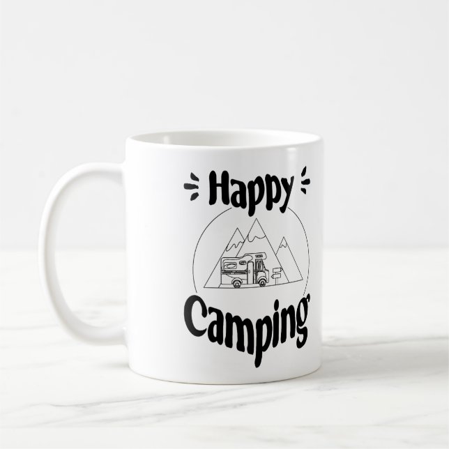 Happy Camping - cool graphic design Coffee Mug (Left)