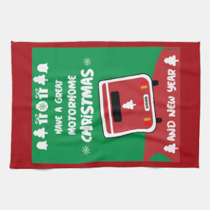 Happy Camping Motorhom Xmas Tea Towel