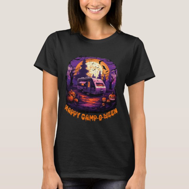 Happy CampOWeen Camping Halloween Costume Pumpkin  T-Shirt (Front)