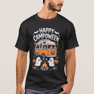 Happy Campoween Halloween Bonfire Camping Ghost T-Shirt