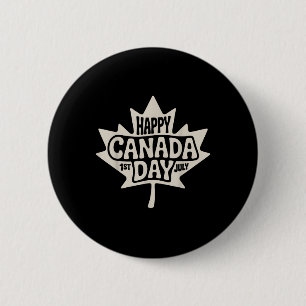Happy Canada Day 2025 Vintage Canadian Flag Maple 6 Cm Round Badge
