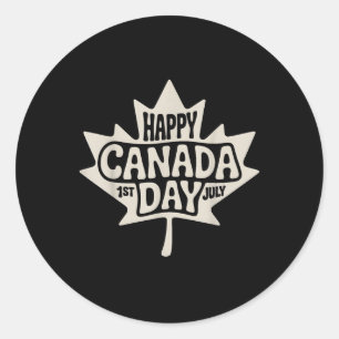 Happy Canada Day 2025 Vintage Canadian Flag Maple Classic Round Sticker