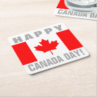 Happy Canada Day Canadian flag paper drink coaster