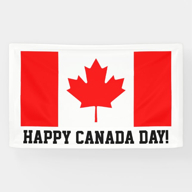Happy Canada Day Canadian flag party celebration Banner (Horizontal)