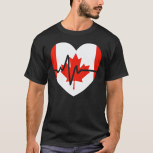 Happy Canada Day Canadian Heart Beat Rate Nurse T-Shirt