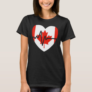 Happy Canada Day Canadian Heart Beat Rate Nurse T-Shirt