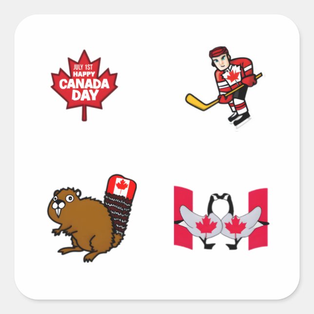 Happy Canada Day Celebration 4 Pack Stickers (Front)