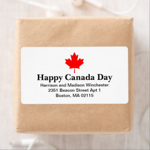 Happy Canada Day custom text with red maple leaf