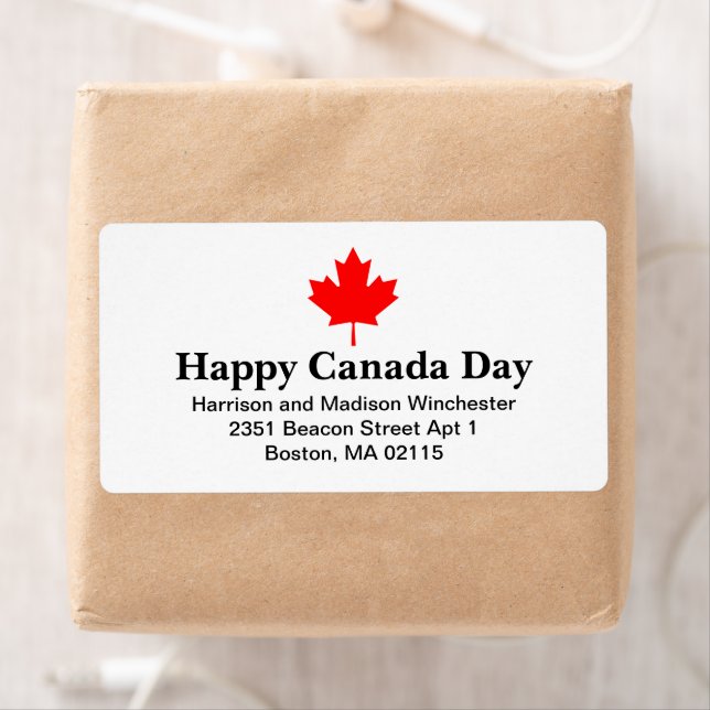 Happy Canada Day custom text with red maple leaf (Insitu)