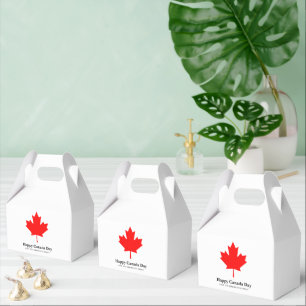 Happy Canada Day custom text with red maple leaf Favour Box