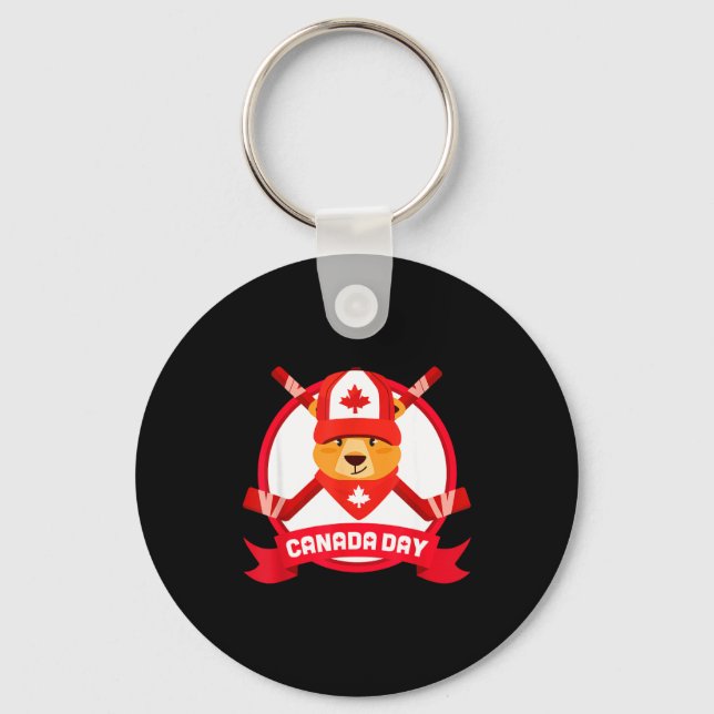 Happy Canada Day Design Funny Canadian Groundhog F Key Ring (Front)