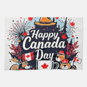 Happy Canada Day Fun Tea Towel
