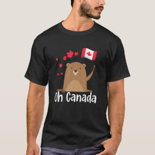 Happy Canada Day Funny Canadian Groundhog Flag Gif T-Shirt