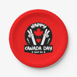 Happy Canada Day July 1 Paper Plate
