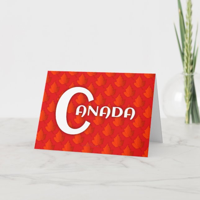 Happy Canada Day-Maple Leaves Card (Front)