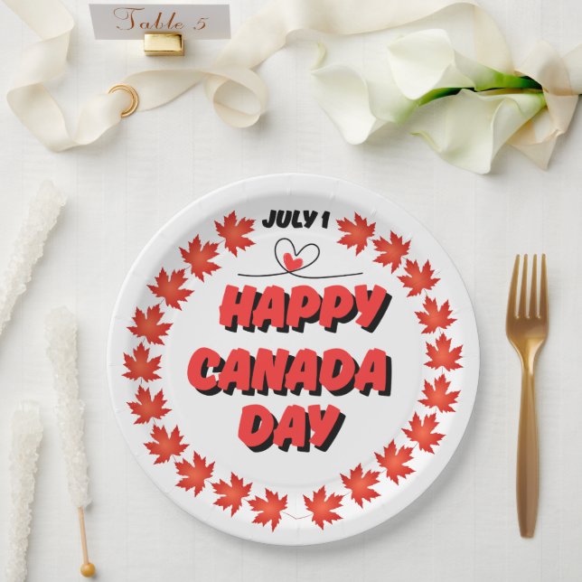Happy Canada Day Paper Plate (Wedding)