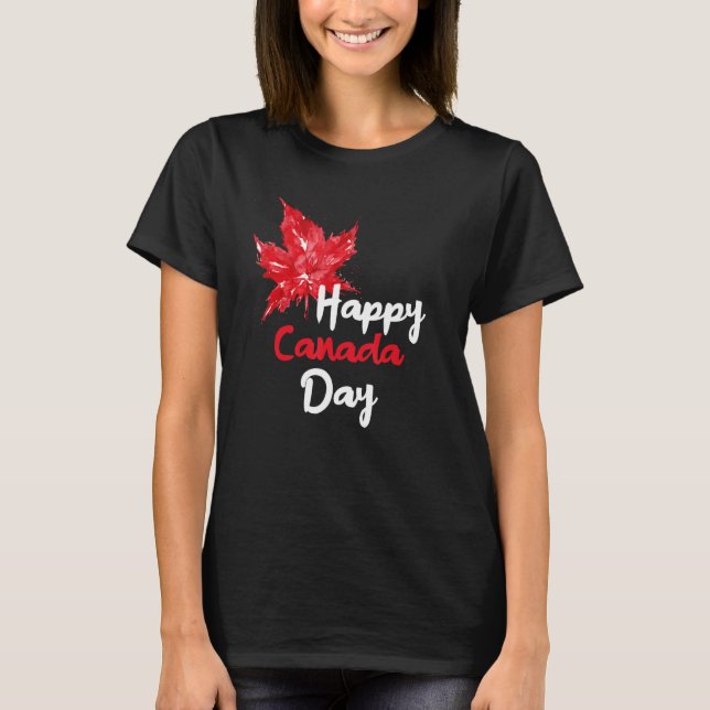 Happy Canada Day Party Canadian Flag Maple Patriot T-Shirt (Front)