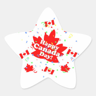 Happy Canada Day Party Star Sticker