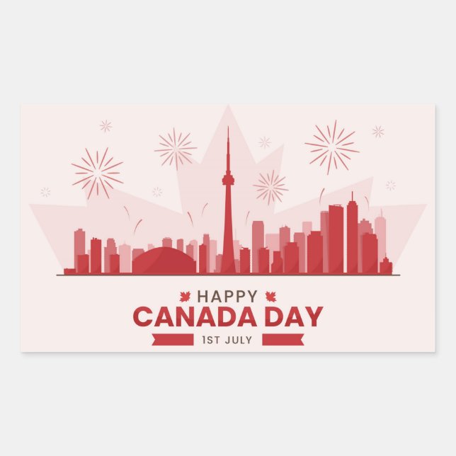 Happy Canada Day Rectangular Sticker (Front)