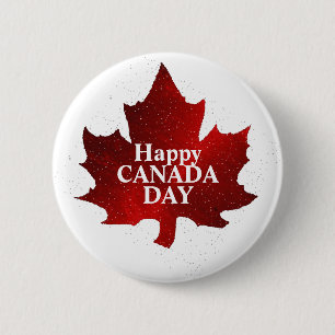 Happy CANADA DAY RED MAPLE LEAF 6 Cm Round Badge