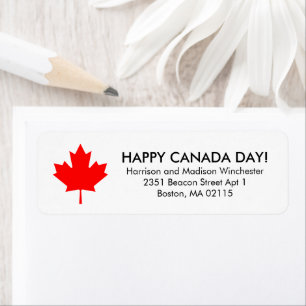 Happy Canada Day red maple leaf custom address Return Address Label
