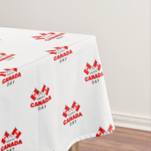 Happy Canada Day Red White Canadian Flags Large  Tablecloth