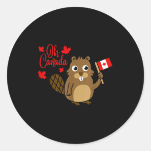 Happy Canada Day Shirt Funny Canadian Groundhog Fl Classic Round Sticker