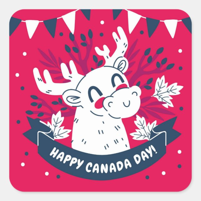 Happy Canada Day  Square Sticker (Front)