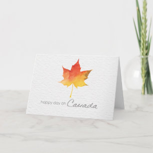 Happy Canada Day watercolor maple leaf Card