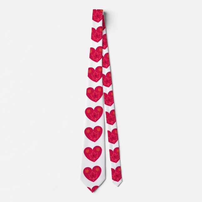 Happy Canada D'Eh Heart, Frog, Maple Leaves Tie (Front)