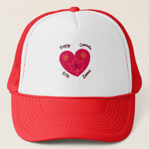 Happy Canada D'Eh Heart, Frog, Maple Leaves Trucker Hat